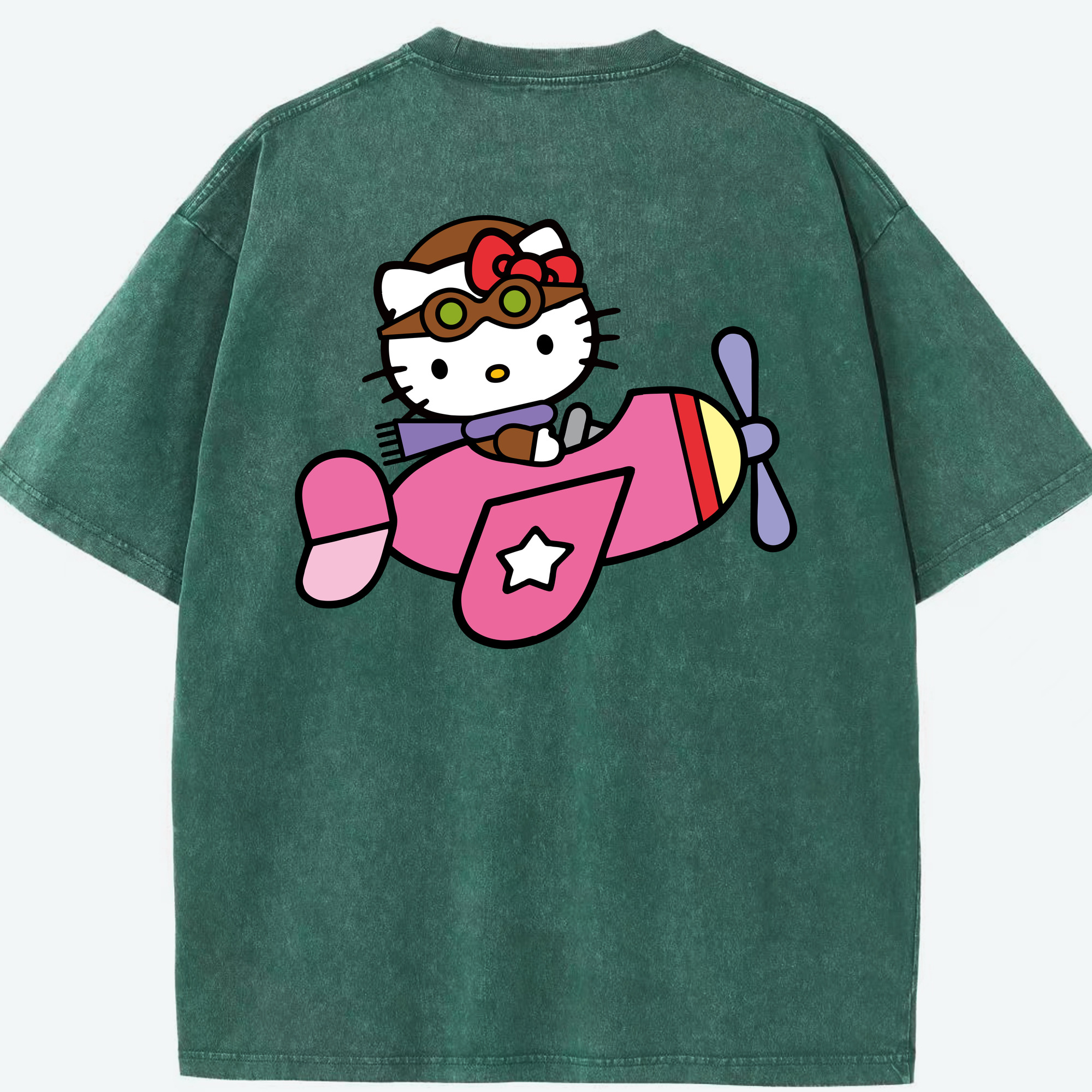 （画像用） Hello Kitty ハローキティ 綿100% ヴィンテージ風 半袖Tシャツ（背面プリント）